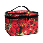 Red Rose Flower Print Travel Makeup Bag