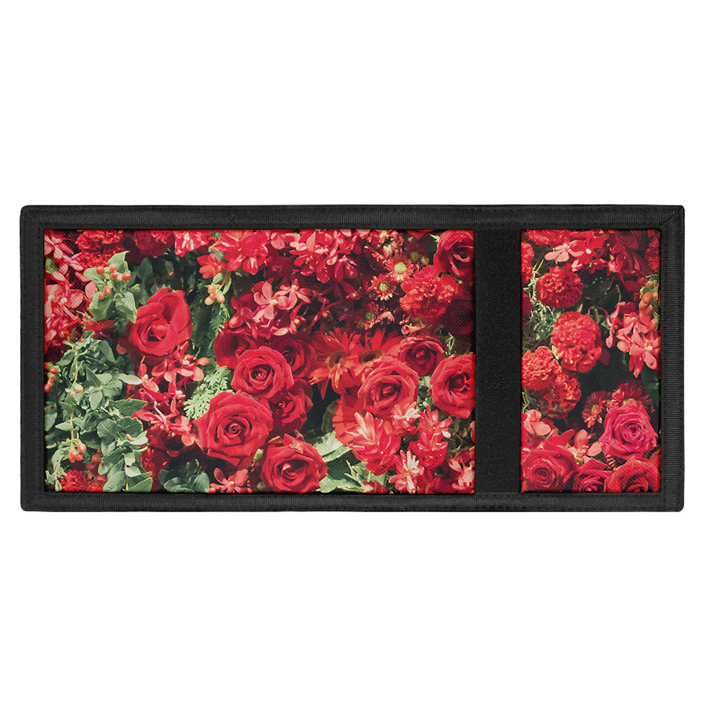 Red Rose Flower Print Trifold Wallet