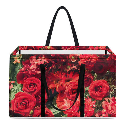 Red Rose Flower Print Utility Tote Bag