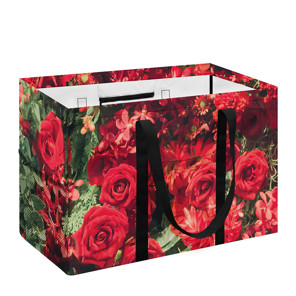 Red Rose Flower Print Utility Tote Bag