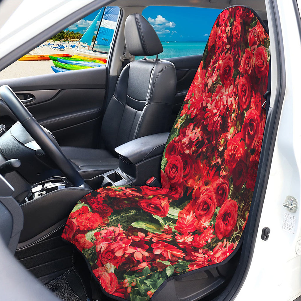 Red Rose Flower Print Waterproof Car Seat Cover