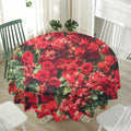 Red Rose Flower Print Waterproof Round Tablecloth