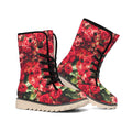 Red Rose Flower Print Winter Boots