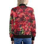Red Rose Flower Print Women's Bomber Jacket