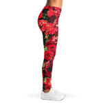 Red Rose Flower Print Women's Leggings