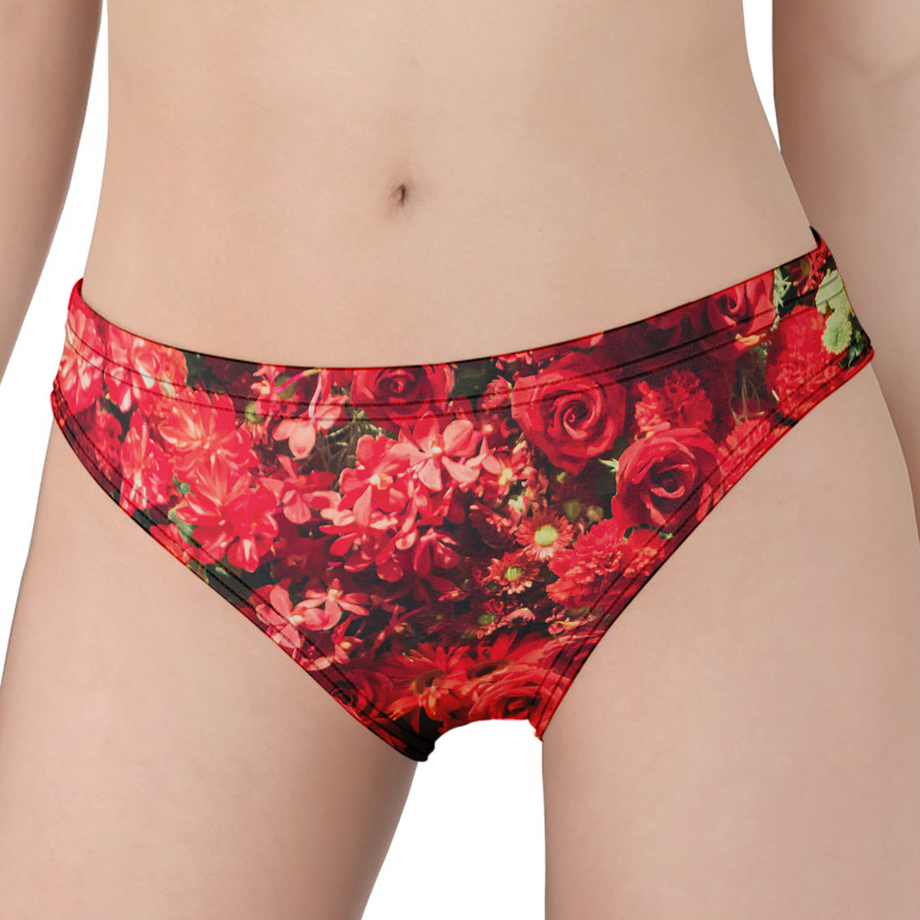 Red Rose Flower Print Women's Panties