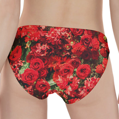 Red Rose Flower Print Women's Panties