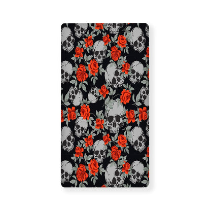 Red Rose Grey Skull Pattern Print Baby Crib Sheet