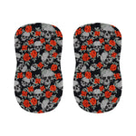 Red Rose Grey Skull Pattern Print Bar Stool Covers