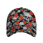 Red Rose Grey Skull Pattern Print Baseball Cap