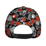 Red Rose Grey Skull Pattern Print Baseball Cap