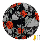 Red Rose Grey Skull Pattern Print Basketball