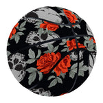 Red Rose Grey Skull Pattern Print Basketball