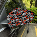 Red Rose Grey Skull Pattern Print Car Side Mirror Covers