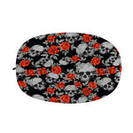Red Rose Grey Skull Pattern Print Car Side Mirror Covers