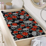 Red Rose Grey Skull Pattern Print Changing Pad Cover