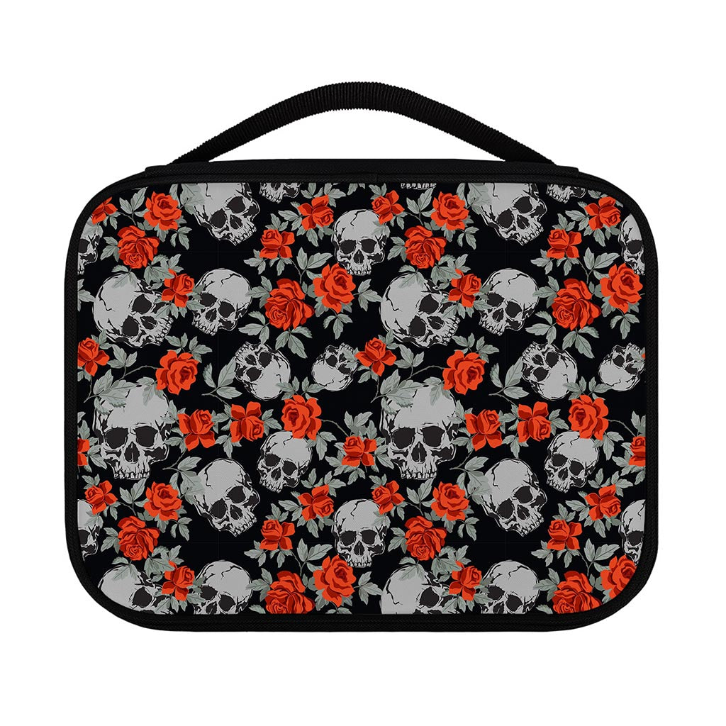 Red Rose Grey Skull Pattern Print Classic Bible Case