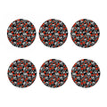 Red Rose Grey Skull Pattern Print Coaster Set