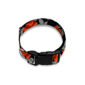Red Rose Grey Skull Pattern Print Dog Collar