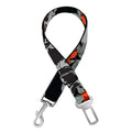 Red Rose Grey Skull Pattern Print Dog Seat Belt