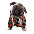 Red Rose Grey Skull Pattern Print Dog Zip Up Hoodie