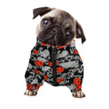 Red Rose Grey Skull Pattern Print Dog Zip Up Jacket