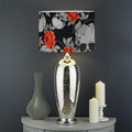 Red Rose Grey Skull Pattern Print Drum Lamp Shade