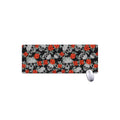 Red Rose Grey Skull Pattern Print Extended Mouse Pad