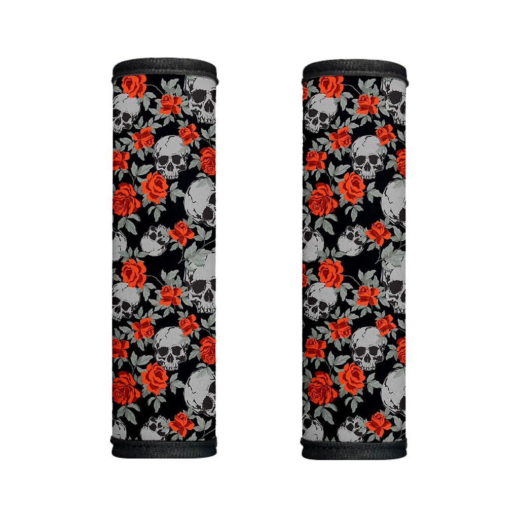 Red Rose Grey Skull Pattern Print Handle Covers