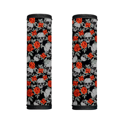 Red Rose Grey Skull Pattern Print Handle Covers