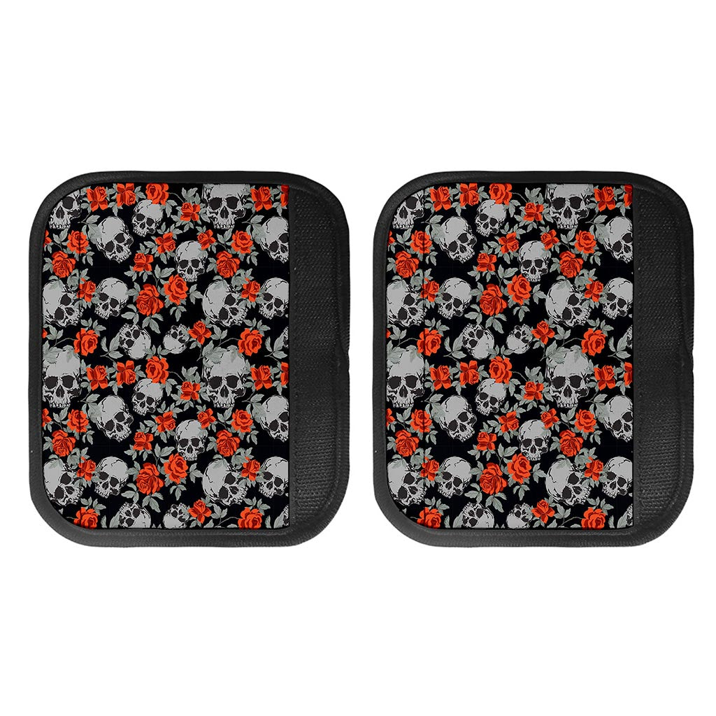 Red Rose Grey Skull Pattern Print Handle Covers