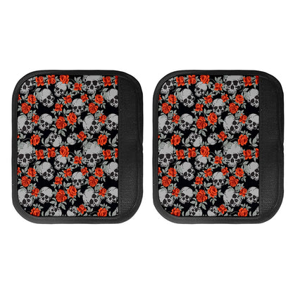 Red Rose Grey Skull Pattern Print Handle Covers