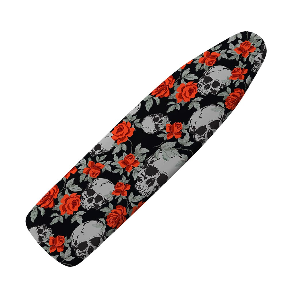 Red Rose Grey Skull Pattern Print Ironing Board Cover