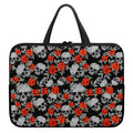 Red Rose Grey Skull Pattern Print Laptop Sleeve With Handle