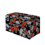Red Rose Grey Skull Pattern Print Leather Tissue Box Cover