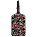 Red Rose Grey Skull Pattern Print Luggage Tag