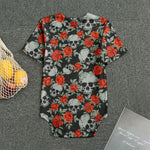 Red Rose Grey Skull Pattern Print Men's Bodysuit