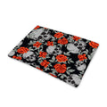 Red Rose Grey Skull Pattern Print Pet Cooling Mat Cover