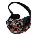 Red Rose Grey Skull Pattern Print Pet Sling Carrier