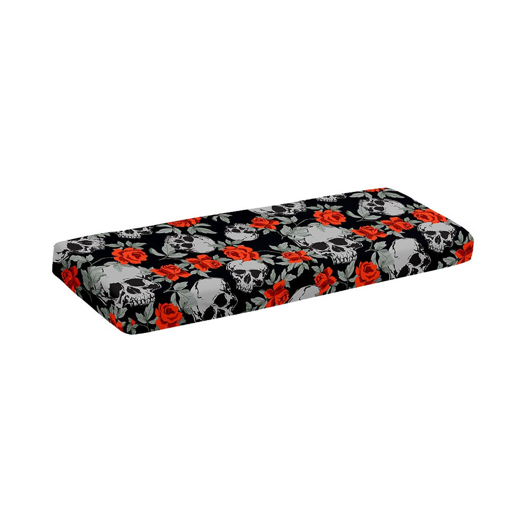 Red Rose Grey Skull Pattern Print Piano Keyboard Cover