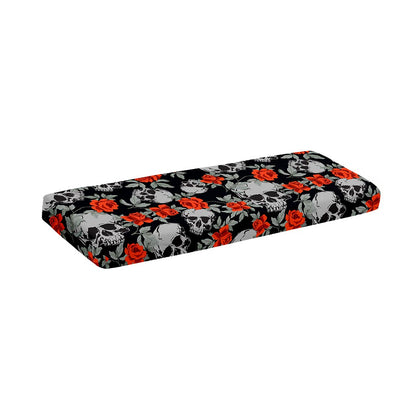 Red Rose Grey Skull Pattern Print Piano Keyboard Cover