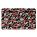 Red Rose Grey Skull Pattern Print Polyester Doormat