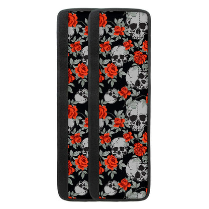 Red Rose Grey Skull Pattern Print Refrigerator Handle Covers