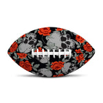 Red Rose Grey Skull Pattern Print Rugby Ball