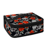 Red Rose Grey Skull Pattern Print Small Lunch Bag