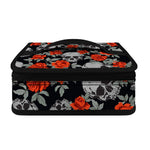 Red Rose Grey Skull Pattern Print Small Lunch Bag