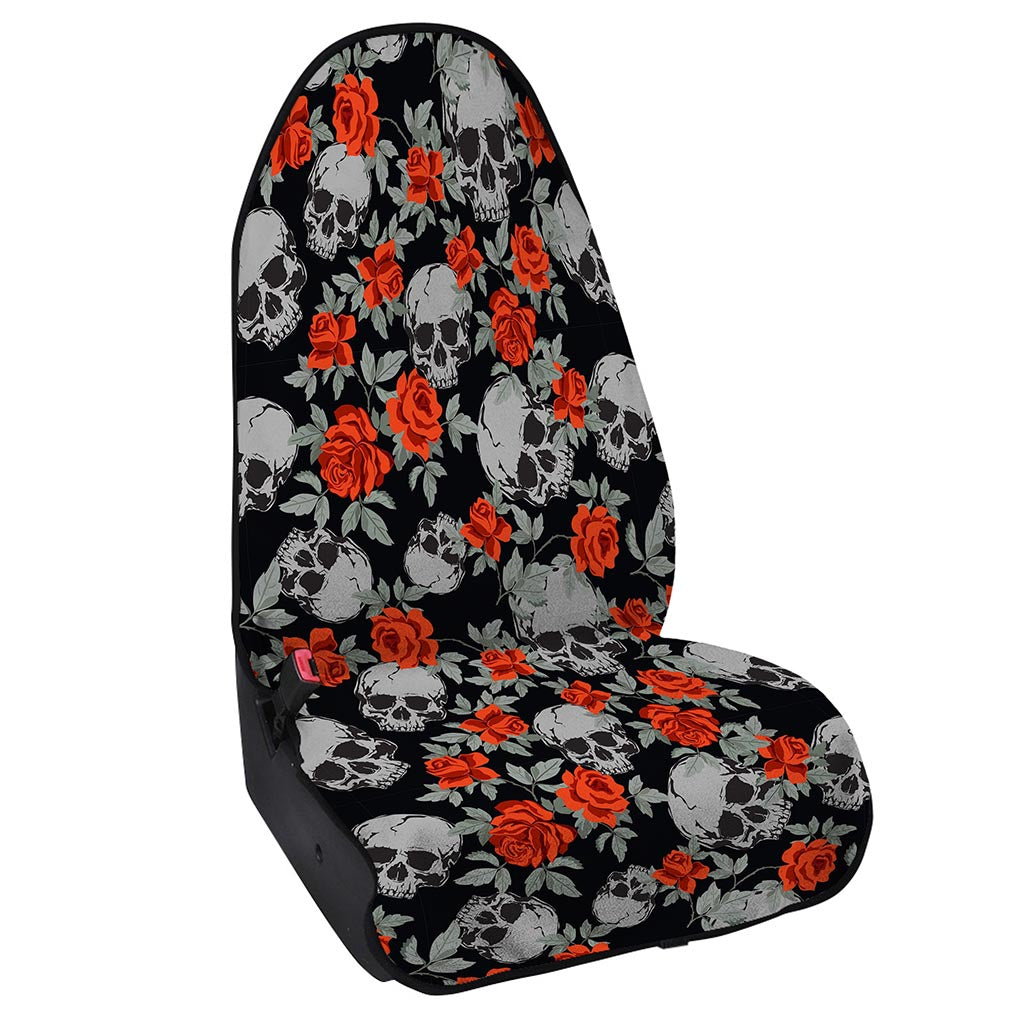 Red Rose Grey Skull Pattern Print Waterproof Car Seat Cover
