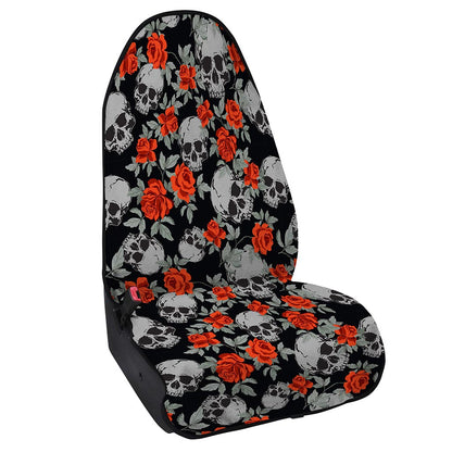 Red Rose Grey Skull Pattern Print Waterproof Car Seat Cover