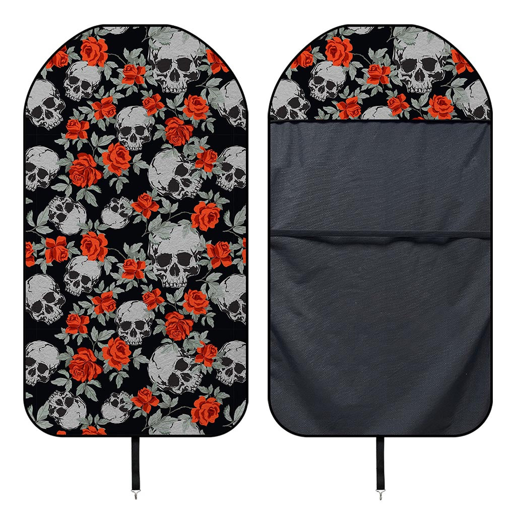 Red Rose Grey Skull Pattern Print Waterproof Car Seat Cover