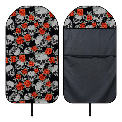 Red Rose Grey Skull Pattern Print Waterproof Car Seat Cover
